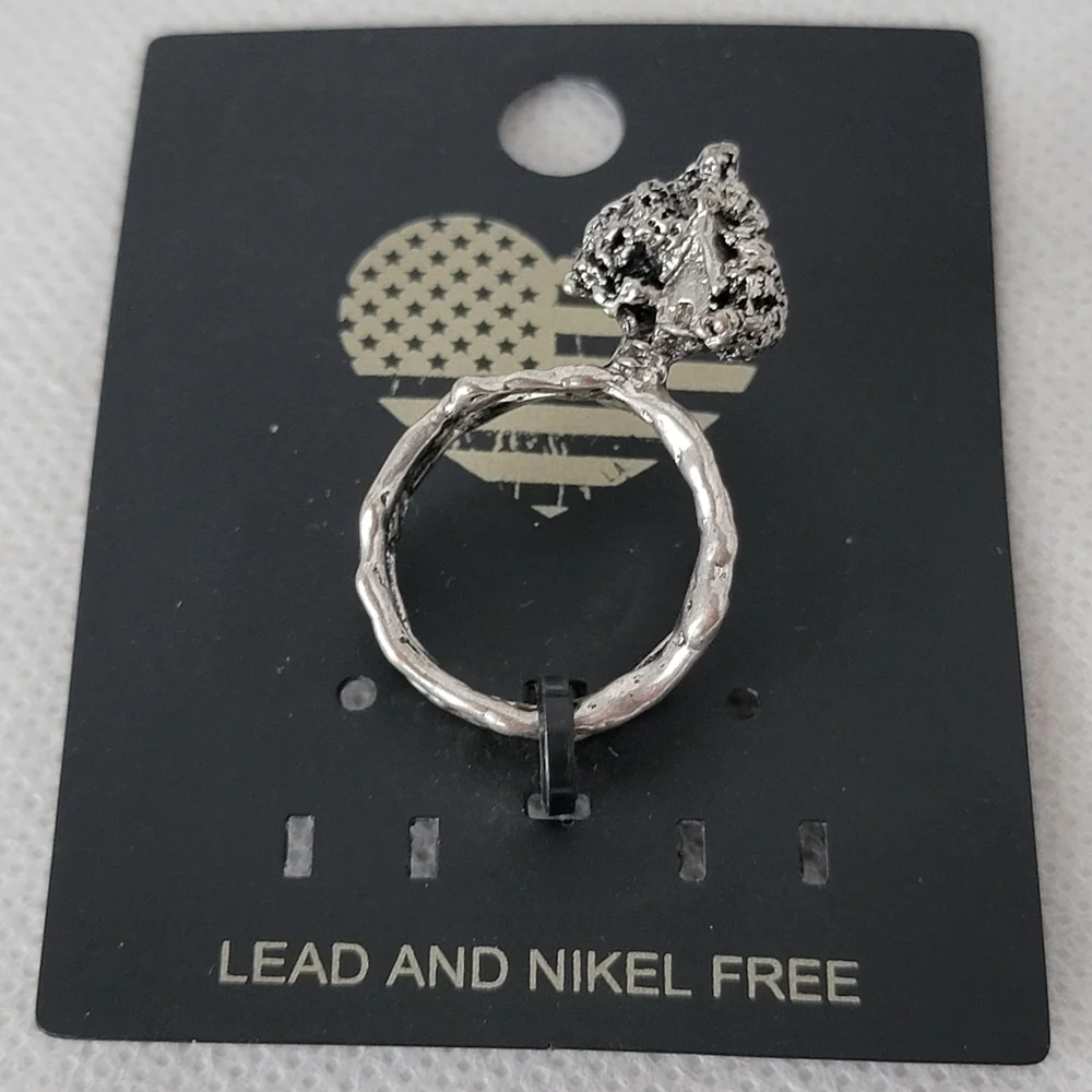 Tree House Statement Ring Silver Tone